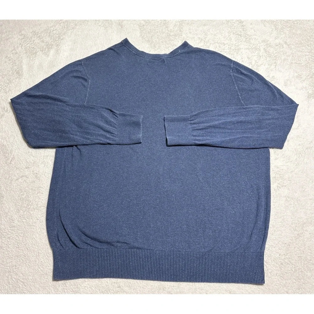 Banana Republic Silk Linen Blend V‑Neck Sweater Men's XL Blue Pullover